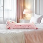 Personalized Cute Comfort Fantasy Unicorn Plush Toy Pillow Soothing Long Plush Pillow with Kid Name Christmas Gift Birthday Gift for Kid
