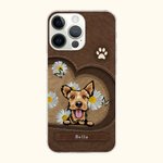 Personalizzato Pet In the Love Heart TPU Slim Phone Case con nome e Daisy Butterfly Element Regalo per gli amanti dei cani e dei gatti