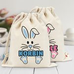 Spersonalizowana torba ze sznurkiem Cute Bunny z imieniem Wielkanocny prezent urodzinowy dla dzieci