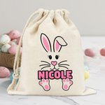 Spersonalizowana torba ze sznurkiem Cute Bunny z imieniem Wielkanocny prezent urodzinowy dla dzieci