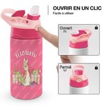 Thermos de Vaccum Personnalisé avec Nom Bouteille Pierre Lapin Paille en Silicone Cadeau d'Anniversaire ou Pâques pour Enfant
