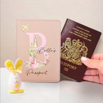 Personalised PU Leather Easter Peter Rabbit Passport Cover with Name and Initial Birthday Easter Gift for Kids Travel Lovers