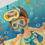 Asciugamano da spiaggia orizzontale personalizzato in microfibra con nome e stampa degli animali marini ad asciugatura rapida regalo per bambini