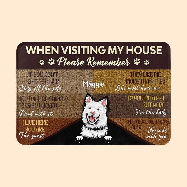 Paillasson Personnalisé avec Animaux de Compagnie Décoration de Maison Cadeau de Déménagement de Crémaillère pour les Amoureux des Chiens et des Chats