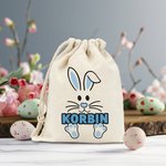 Spersonalizowana torba ze sznurkiem Cute Bunny z imieniem Wielkanocny prezent urodzinowy dla dzieci