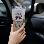 Gepersonaliseerde Just A Girl Who Loves Books 20oz Tumbler Kerstcadeau voor boekenliefhebbers