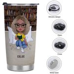 Vaso personalizado Just A Girl Who Loves Books 20oz Cumpleaños Lectura Regalo para amantes de los libros