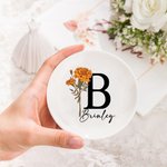 Vassoio portagioie in ceramica personalizzato con nome e iniziale Regalo di nozze di compleanno per lei
