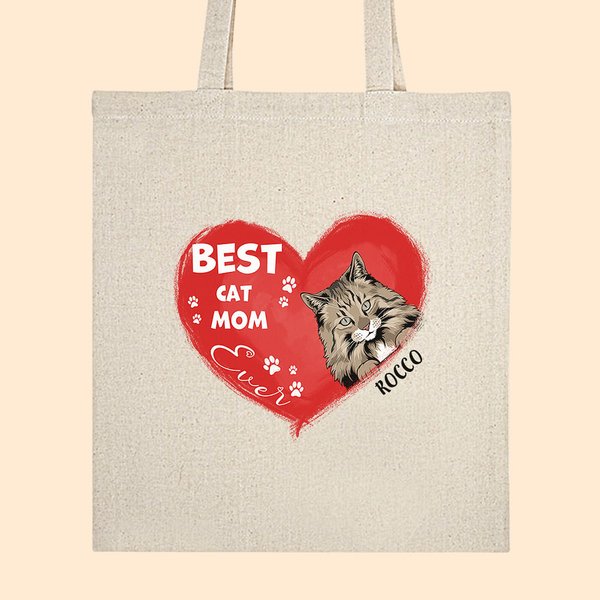 Cuore personalizzato Best Mom Canvas Tote Bag con nomi 1-3 animali domestici Regalo di compleanno per proprietari di animali domestici