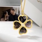 Collar Personalizado Love Heart 4 Fotos con Inicial Grabada Día de la Madre Cumpleaños para Mujer