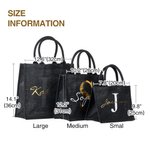 Personlig svart jute Tote Bag med namn och initialer Födelsedag Bröllop Party Present för kvinnor