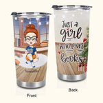 Gepersonaliseerde Just A Girl Who Loves Books 20oz Tumbler Kerstcadeau voor boekenliefhebbers