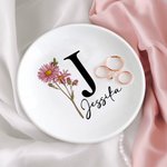 Vassoio portagioie in ceramica personalizzato con nome e iniziale Regalo di nozze di compleanno per lei
