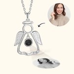 Personalised Guardian Angel Photo Projection Memorial Necklace Sympathy Gift for Women Girls Loss of Loved One