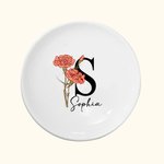 Vassoio portagioie in ceramica personalizzato con nome e iniziale Regalo di nozze di compleanno per lei