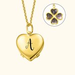 Collar Personalizado Love Heart 4 Fotos con Inicial Grabada Día de la Madre Cumpleaños para Mujer