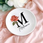 Vassoio portagioie in ceramica personalizzato con nome e iniziale Regalo di nozze di compleanno per lei