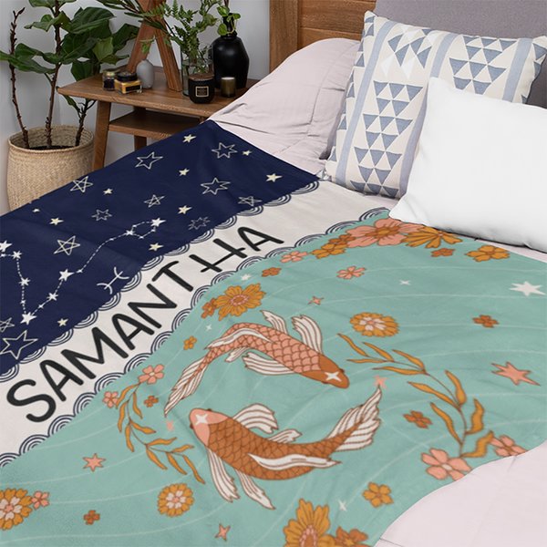 Henkilökohtainen Zodiac peitto nimi syntymäpäivälahja Astrologian ystäville