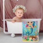 Personalized Ocean Mermaid Skin-friendly Coral Velvet Bath Towel with Name Summer Daily Accessory Gift for Girl