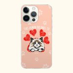 Gepersonaliseerd This Human Belongs to Cute Pet TPU Slank Telefoon Hoesje met Naam en Pootafdruk Hart Cadeau voor Honden Kat Liefhebbers