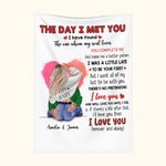Spersonalizowany koc The Day I Met You z akwarelowym miłosnym sercem Romantyczna dekoracja domu Prezent rocznicowy dla pary