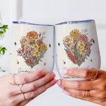 Spersonalizowany bukiet kwiatów urodzinowych 12 uncji izolowany kubek na wino z motywem ogrodu Kubek na kawę Urodzinowy prezent rodzinny dla mamy i babci