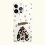 Personalisierte Haustier Thema TPU Transparent Slim Phone Case mit Namen und Paw Prints Geschenk für Hund Katze Liebhaber