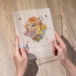 Spersonalizowana lampka nocna LED Bukiet Kwiatów Urodzinowych z Drewnianą Podstawą Motyw Ogrodu Babci Dekoracja Domu Prezent Urodzinowy dla Rodziny