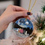 Ornement personnalisé en céramique avec fond de ciel étoilé Cadeau d'anniversaire de Noël pour les amoureux des chiens