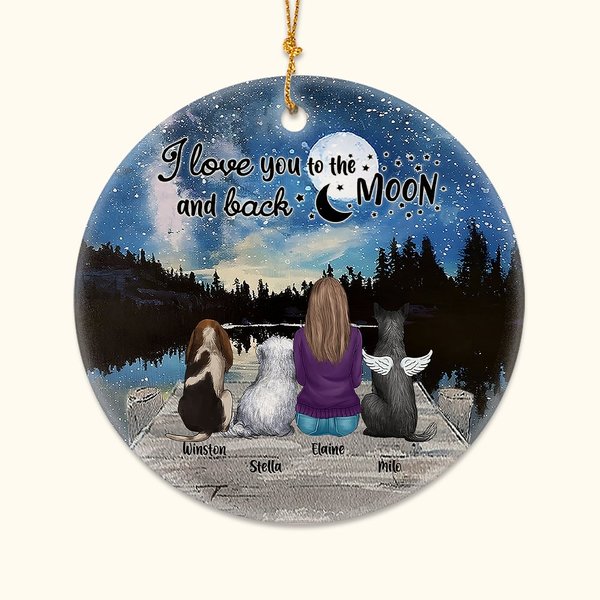 Personalizzato I Love You to the Moon and Back Ornamento rotondo in ceramica con sfondo stellato notturno Regalo di Natale e compleanno per chi ama i 