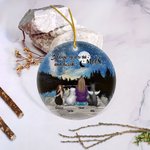 Personalizzato I Love You to the Moon and Back Ornamento rotondo in ceramica con sfondo stellato notturno Regalo di Natale e compleanno per chi ama i 