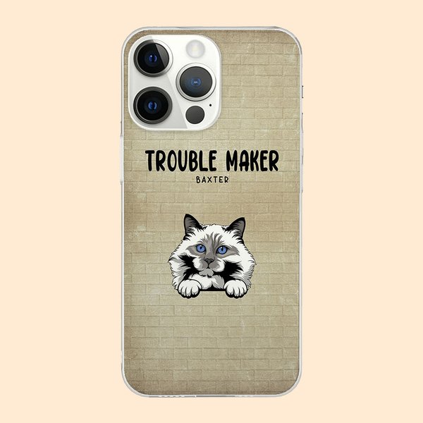 Coque iPhone Personnalisée avec Nom et Motif Chat Chien Cadeau pour Amoureux d'Animal de Compagnie