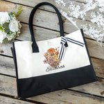 Bouquet di fiori di nascita personalizzato in tela Borsa da spiaggia con nome Regalo di compleanno per la festa della mamma per lei