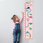 Personalized Vehicle on the Road Transportation Kid Growth Height Chart with Name and Date Bedroom Decor Birthday Gift for Baby Kid