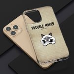 Personalisierte Trouble Maker Haustier Thema TPU Slim Phone Case mit Namen und Wandfliese Hintergrund Geschenk für Hund Katze Liebhaber