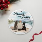 Personalized Life is Better with Fur Baby Round Ceramic Pendant Ornament Christmas Birthday Gift for Dog Lover