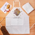 Personalised Birth Flower Bouquet Kitchen Apron with Pocket and Name Garden Theme Kitchenware Housewarming Cooking Gift for Mom Grandma
