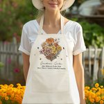 Personalised Birth Flower Bouquet Kitchen Apron with Pocket and Name Garden Theme Kitchenware Housewarming Cooking Gift for Mom Grandma