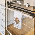 Spersonalizowany bawełniany ręcznik waflowy Retro Birth Flower Bouquet z imieniem i nazwiskiem Motyw ogrodowy Dekoracja kuchenna Rodzinny prezent na parapetówkę dla mamy i babci