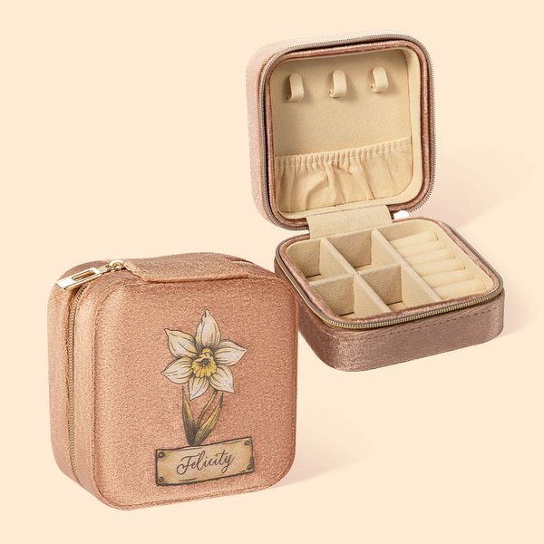 Personalisierte Samt Vintage Geburt Blume Schmuck-Box mit und Name Muttertag Geburtstag Brautparty Geschenke für sie