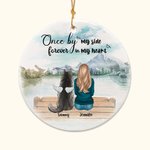 Personalizzato Una volta al mio fianco per sempre nel mio cuore Ciondolo rotondo in ceramica Ornamento di Natale Regalo di compleanno per chi ama i ca