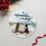 Personalized Life is Better with a Dog Round Ceramic Pendant Ornament Christmas Birthday Gift for Dog Lover