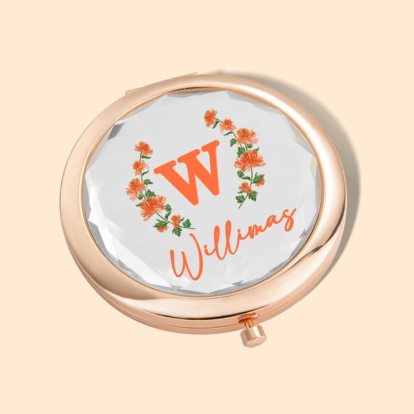 Personalisierte Geburt Blume gefaltet Make-up-Spiegel mit Namen Geburtstag Hochzeit Geschenk für sie