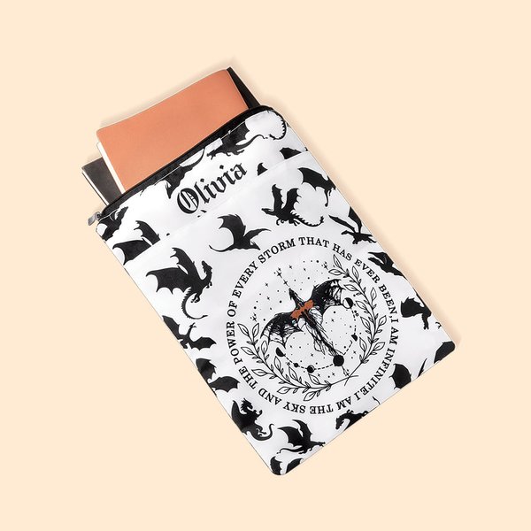 Funda impermeable de gran capacidad personalizada Soy Dragón Infinito con cremallera y nombre Regalo para amante de los libros
