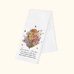 Spersonalizowany bawełniany ręcznik waflowy Retro Birth Flower Bouquet z imieniem i nazwiskiem Motyw ogrodowy Dekoracja kuchenna Rodzinny prezent na parapetówkę dla mamy i babci