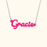Personalizado acrílico rosa nombre collar de moda chica colgante de joyería multicolor disponible regalo de cumpleaños para ella