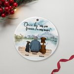 Personalizzato Una volta al mio fianco per sempre nel mio cuore Ciondolo rotondo in ceramica Ornamento di Natale Regalo di compleanno per chi ama i ca