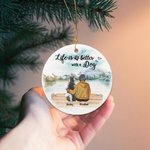 Personalized Life is Better with a Dog Round Ceramic Pendant Ornament Christmas Birthday Gift for Dog Lover