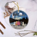 Ornement personnalisé en céramique avec fond de ciel étoilé Cadeau d'anniversaire de Noël pour les amoureux des chiens