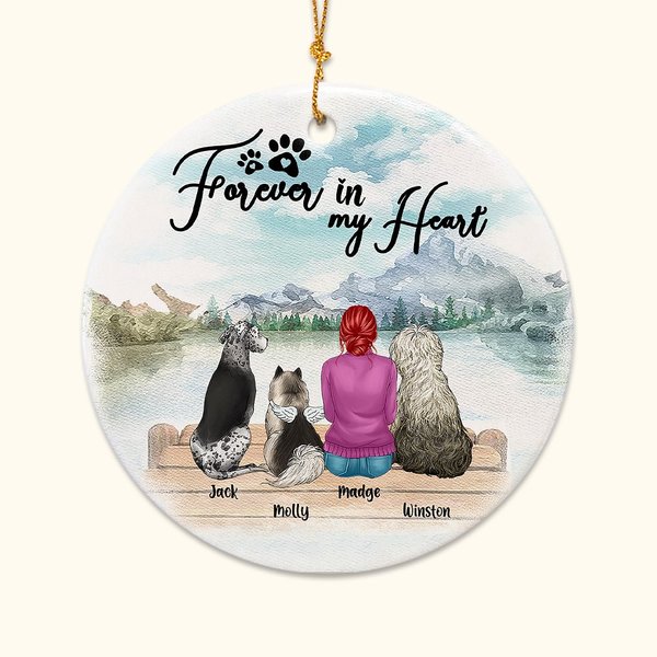 Ciondolo in ceramica rotondo personalizzato per sempre nel mio cuore Regalo di Natale e compleanno per gli amanti dei cani